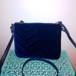 Blue velvet crossbody bag